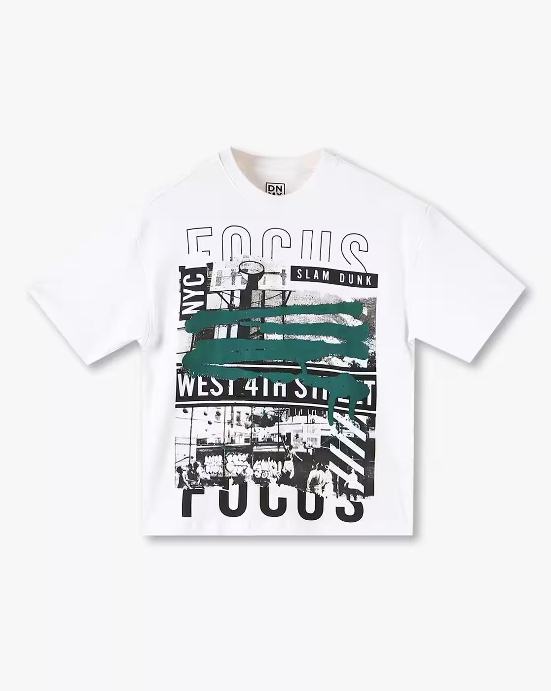 Boys Focus Print Oversized Round-Neck T-Shirt