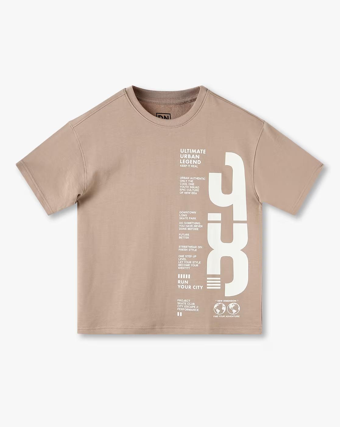 Boys Typographic Print Boxy Fit Round-Neck T-Shirt