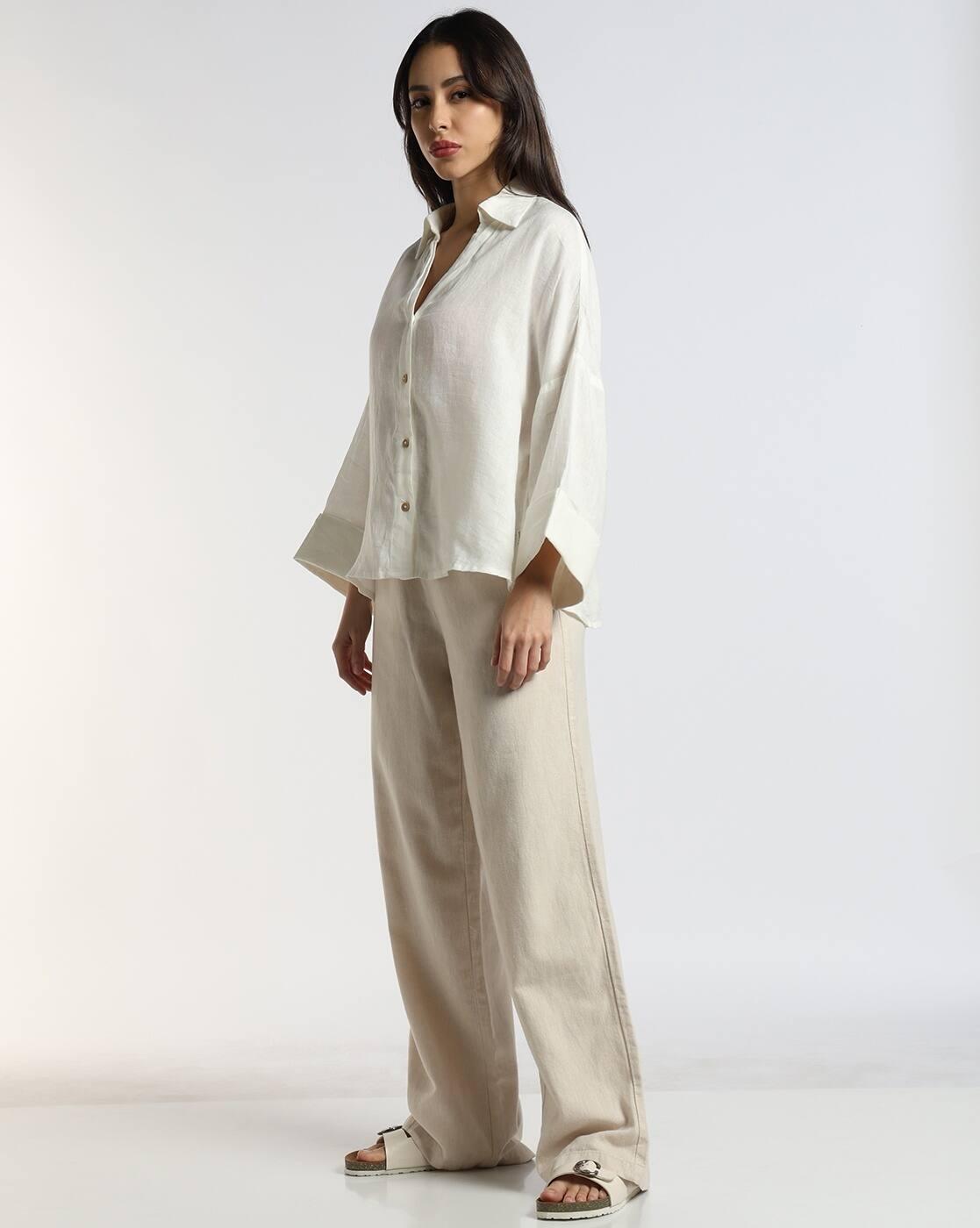 Women Relaxed Fit Pure Linen Shirt