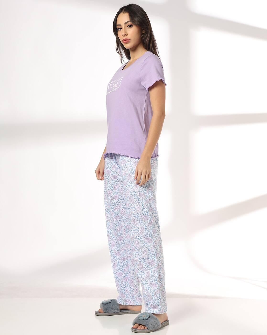 Women Printed Top and Pyjamas Set