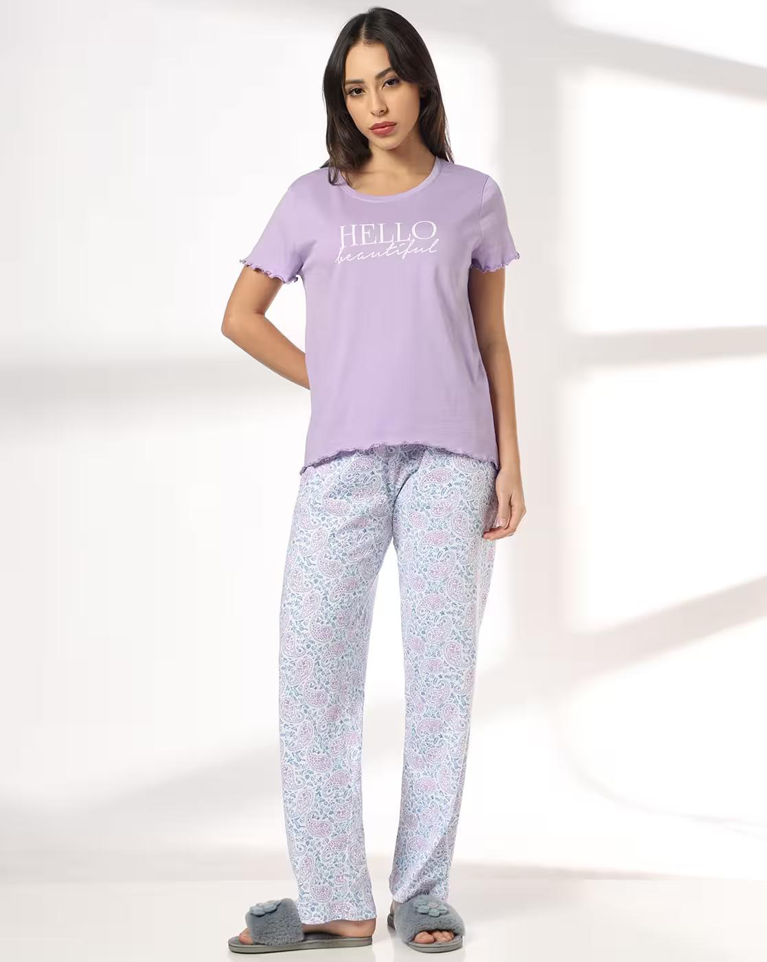 Women Printed Top and Pyjamas Set
