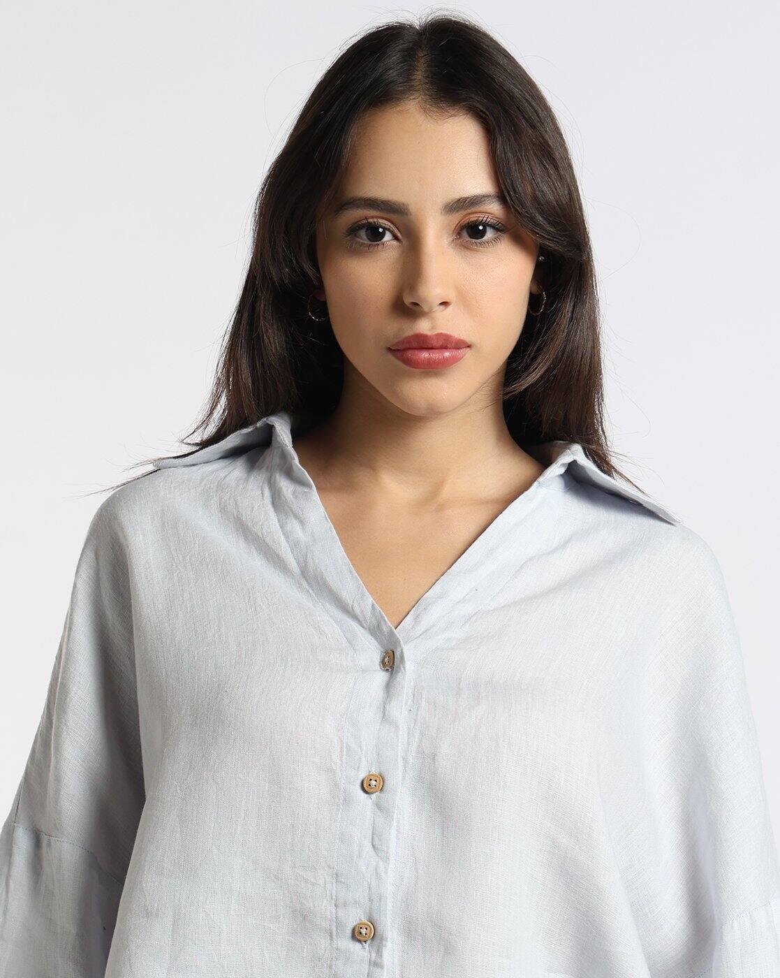Women Relaxed Fit Pure Linen Shirt