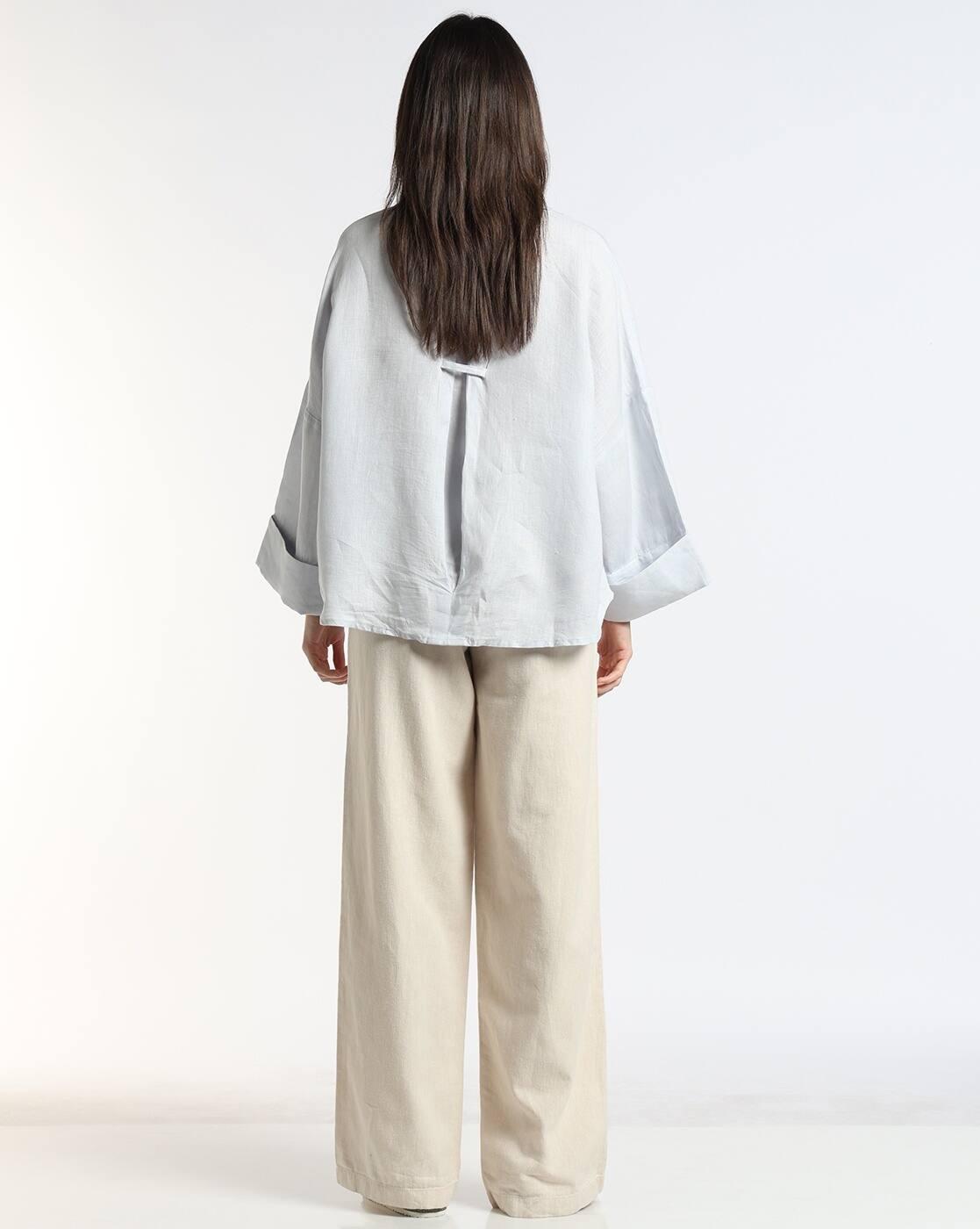 Women Relaxed Fit Pure Linen Shirt
