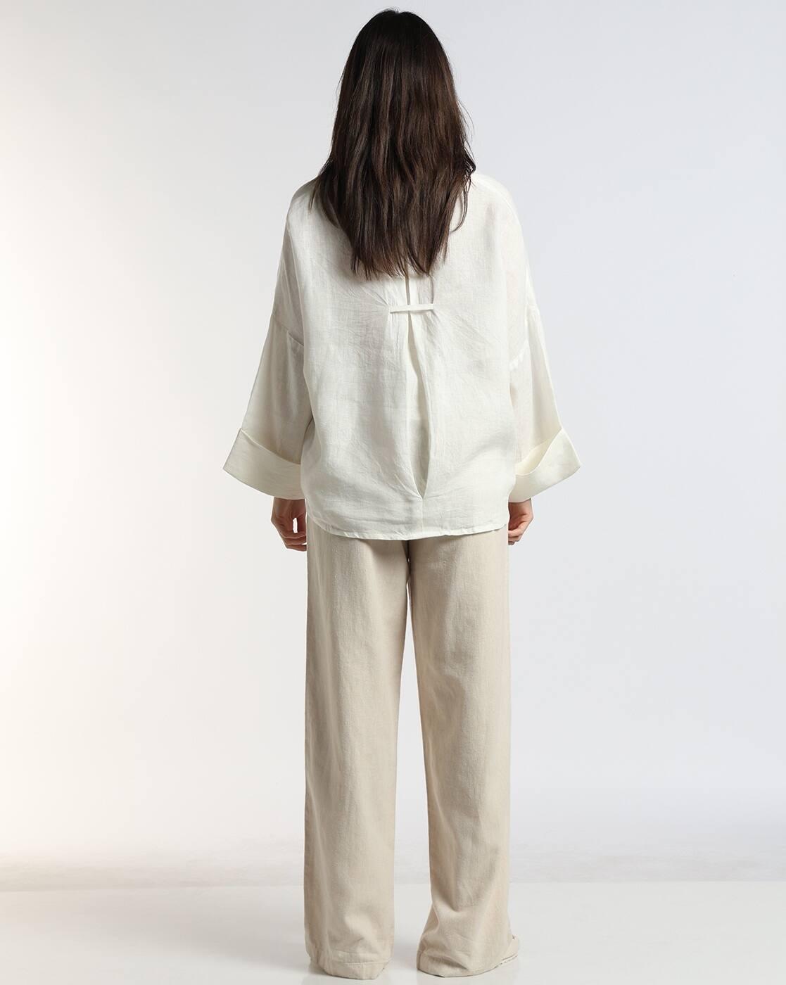 Women Relaxed Fit Pure Linen Shirt