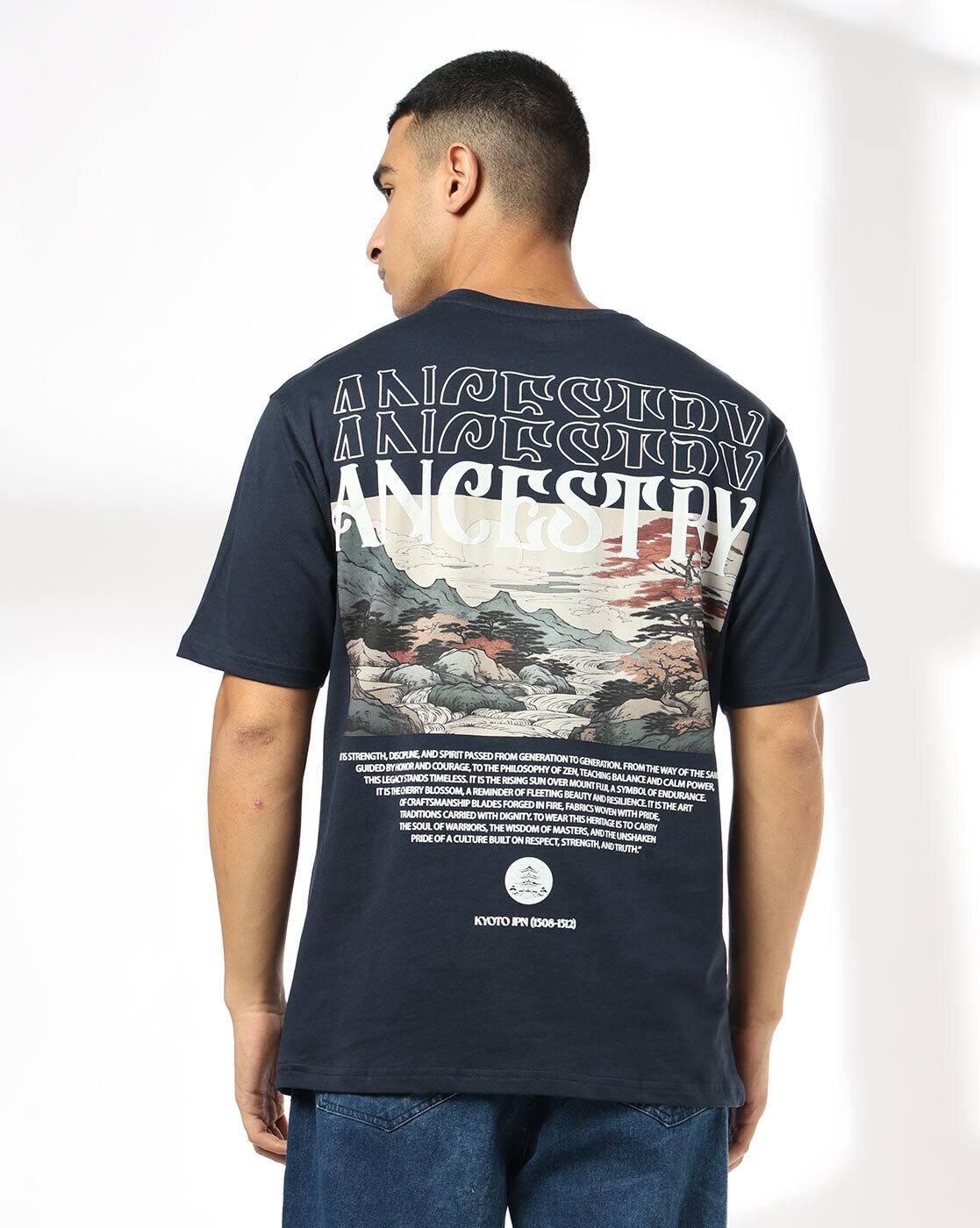 Men Graphic Print Relaxed Fit Crew-Neck T-Shirt