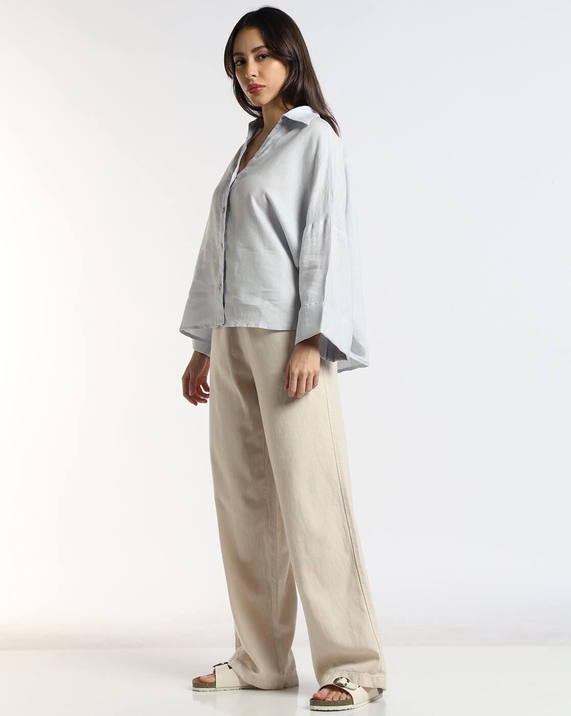 Women Relaxed Fit Pure Linen Shirt