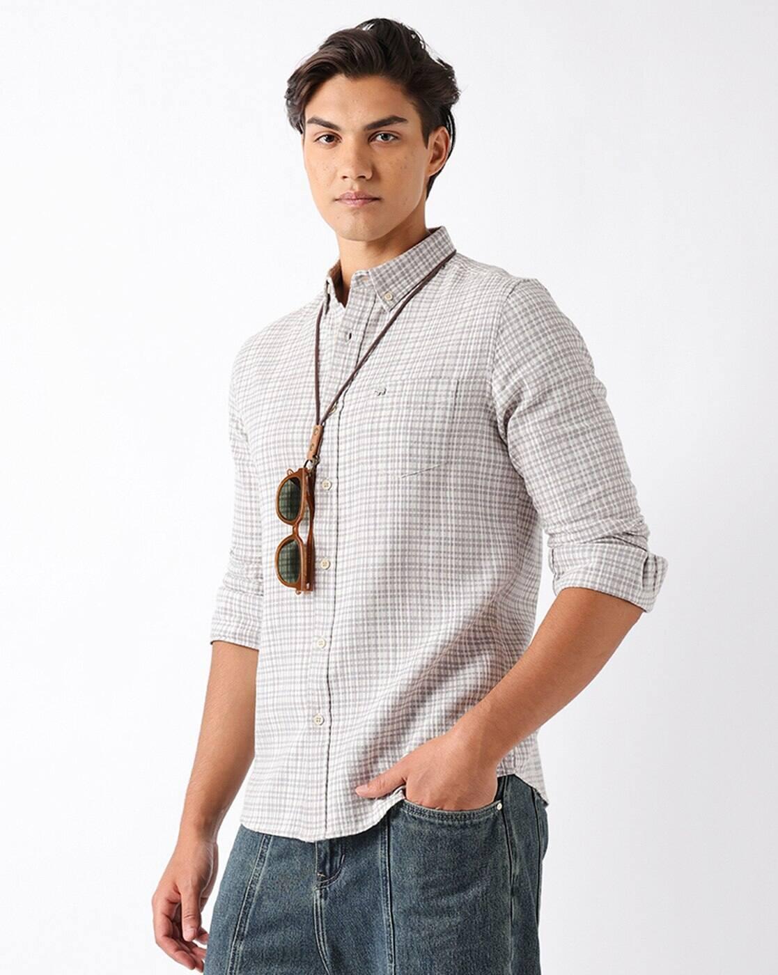 Men Cotton Checked Slim Fit Casual Shirt