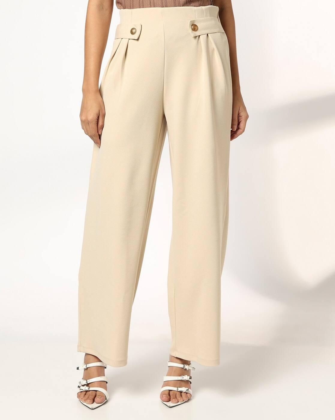 Women Relaxed Fit Pleat-Front Trousers