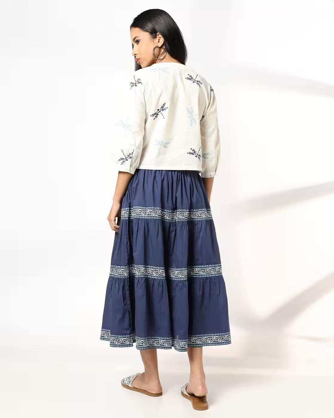 Women Floral Print Top & Skirt Set