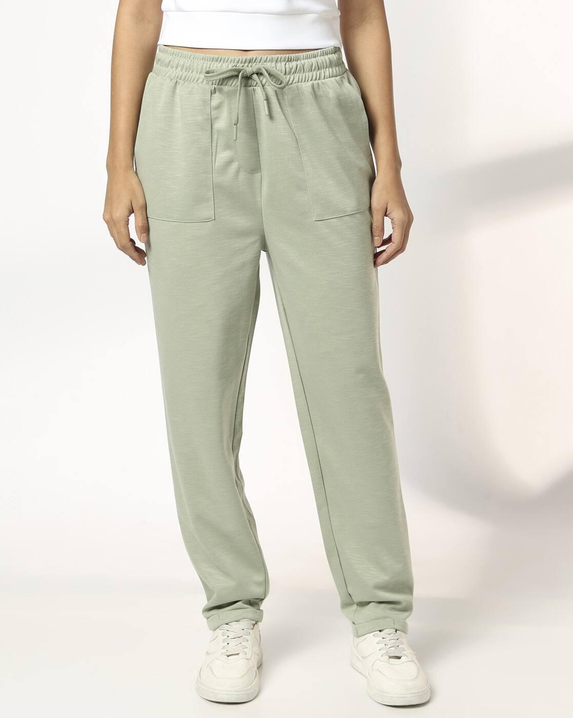 Women Slub Turn Up Hem Track Pants
