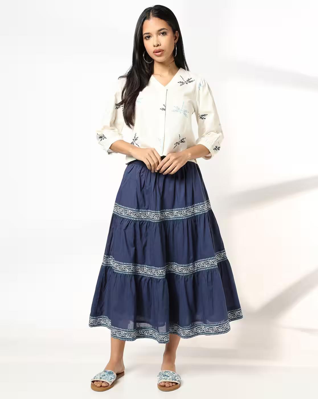 Women Floral Print Top & Skirt Set