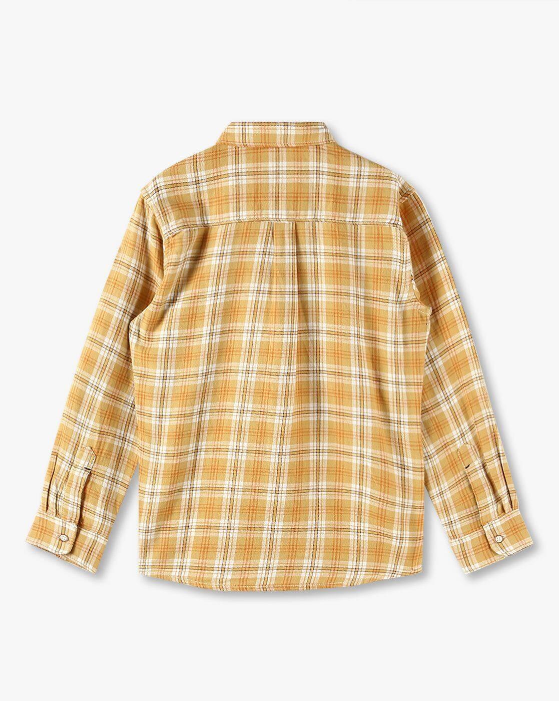 Boys Checked Slim Fit Shirt with Patch Pocket