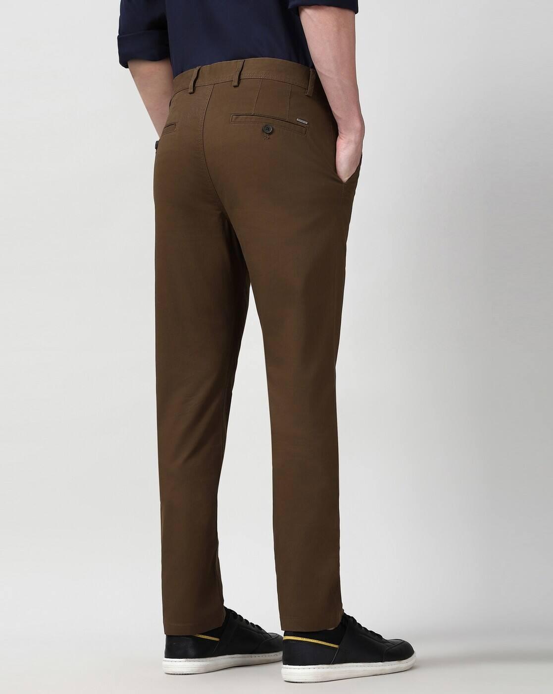 Men Slim Fit Flat-Front Trousers