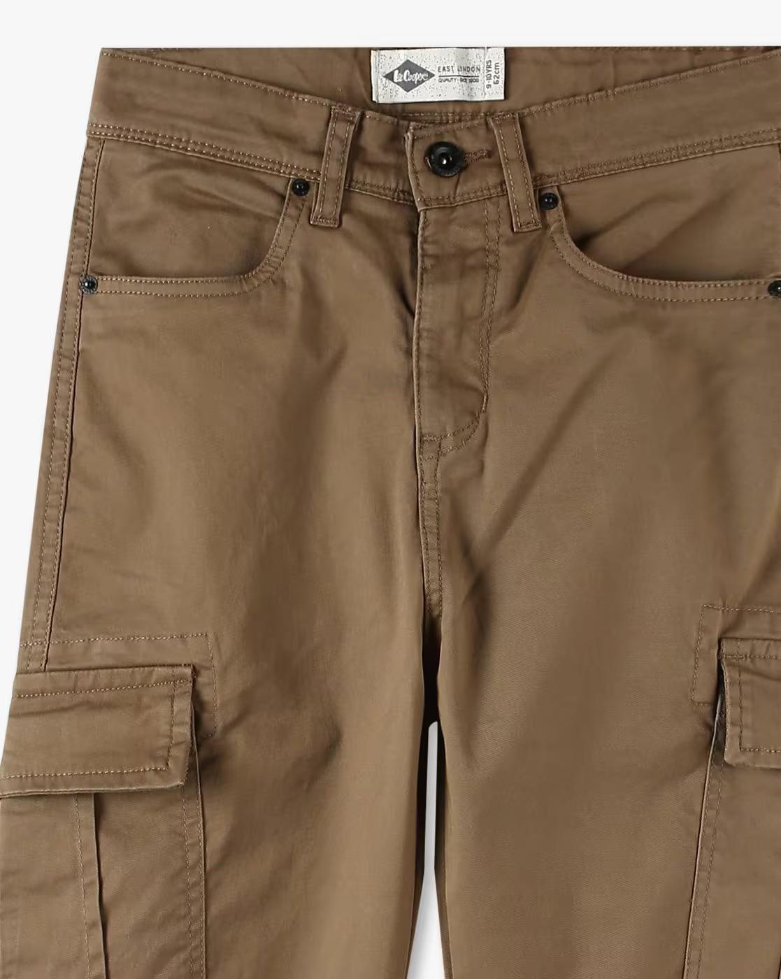 Boys Woven Wide-Leg Flat-Front Cargo Pants