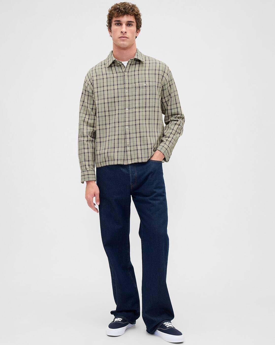 Checked Relaxed Fit Spread Collar Shirt