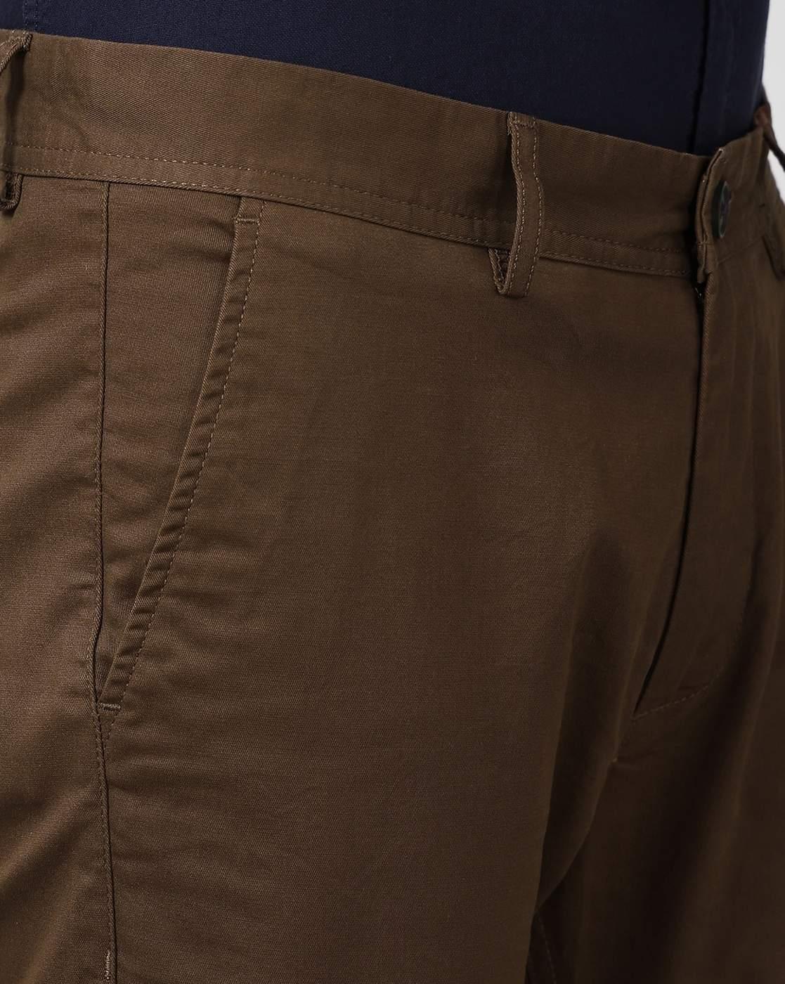Men Slim Fit Flat-Front Trousers