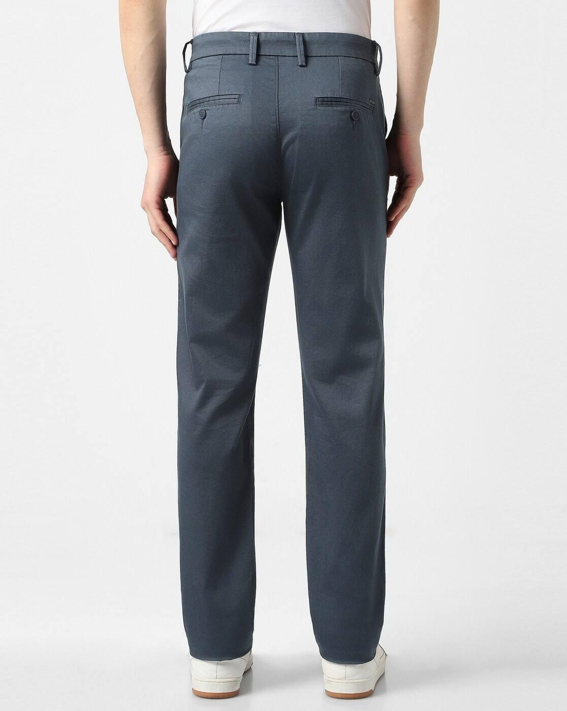 Men Slim Fit Flat-Front Trousers