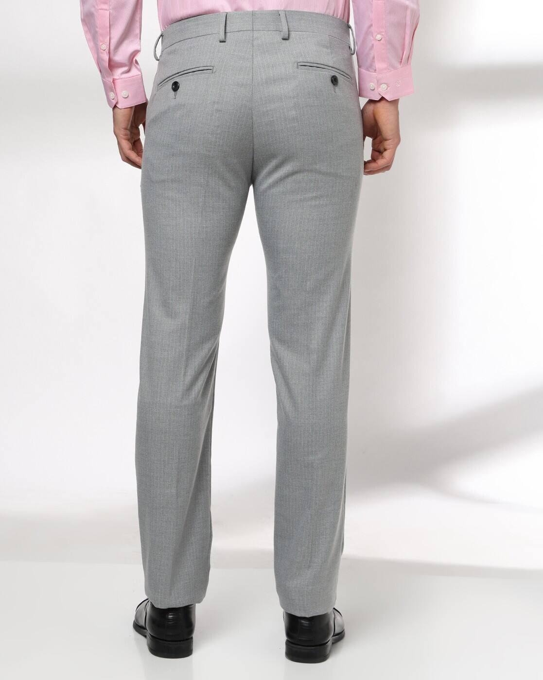 Men Checked Slim Fit Flat-Front Trousers