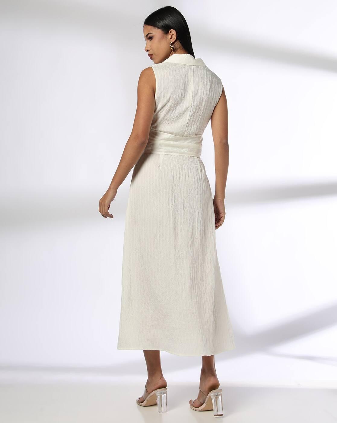 Women Patterned Shirt Dress with Waist Tie-Up