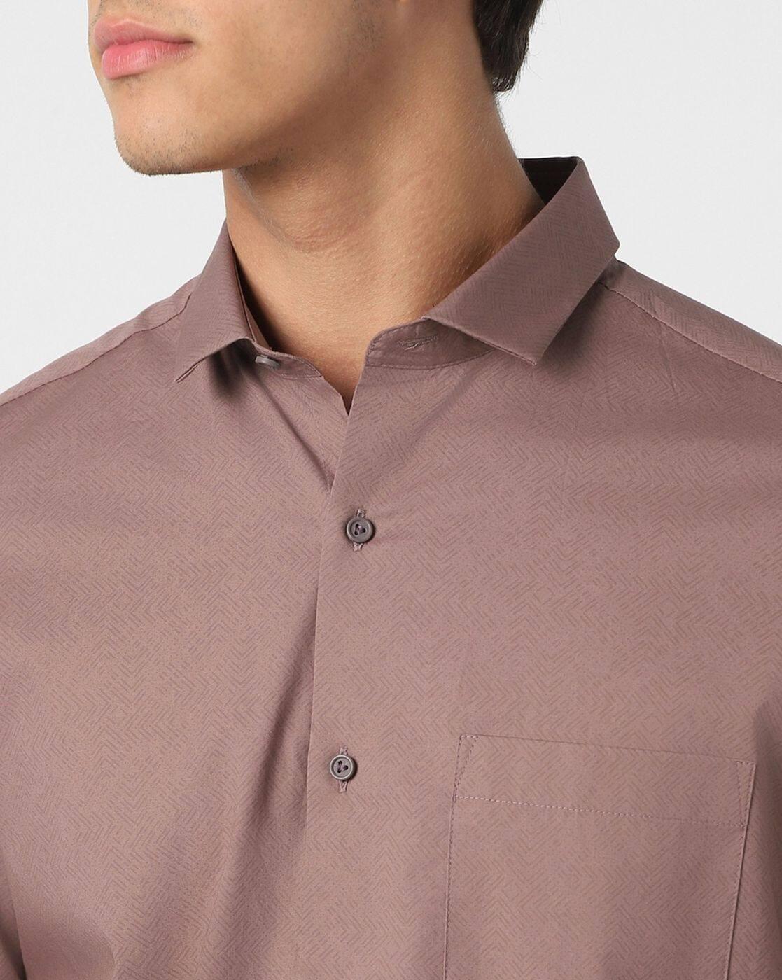 Men Patterned Slim Fit Shirt with Patch Pocket