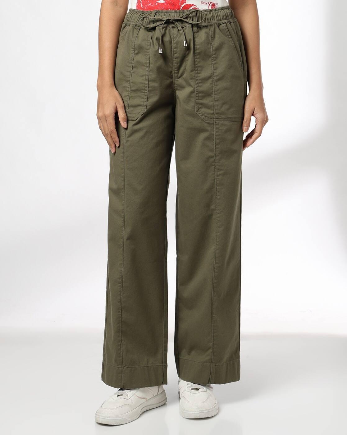 Trouser with front cut and se, OLIVE, 26