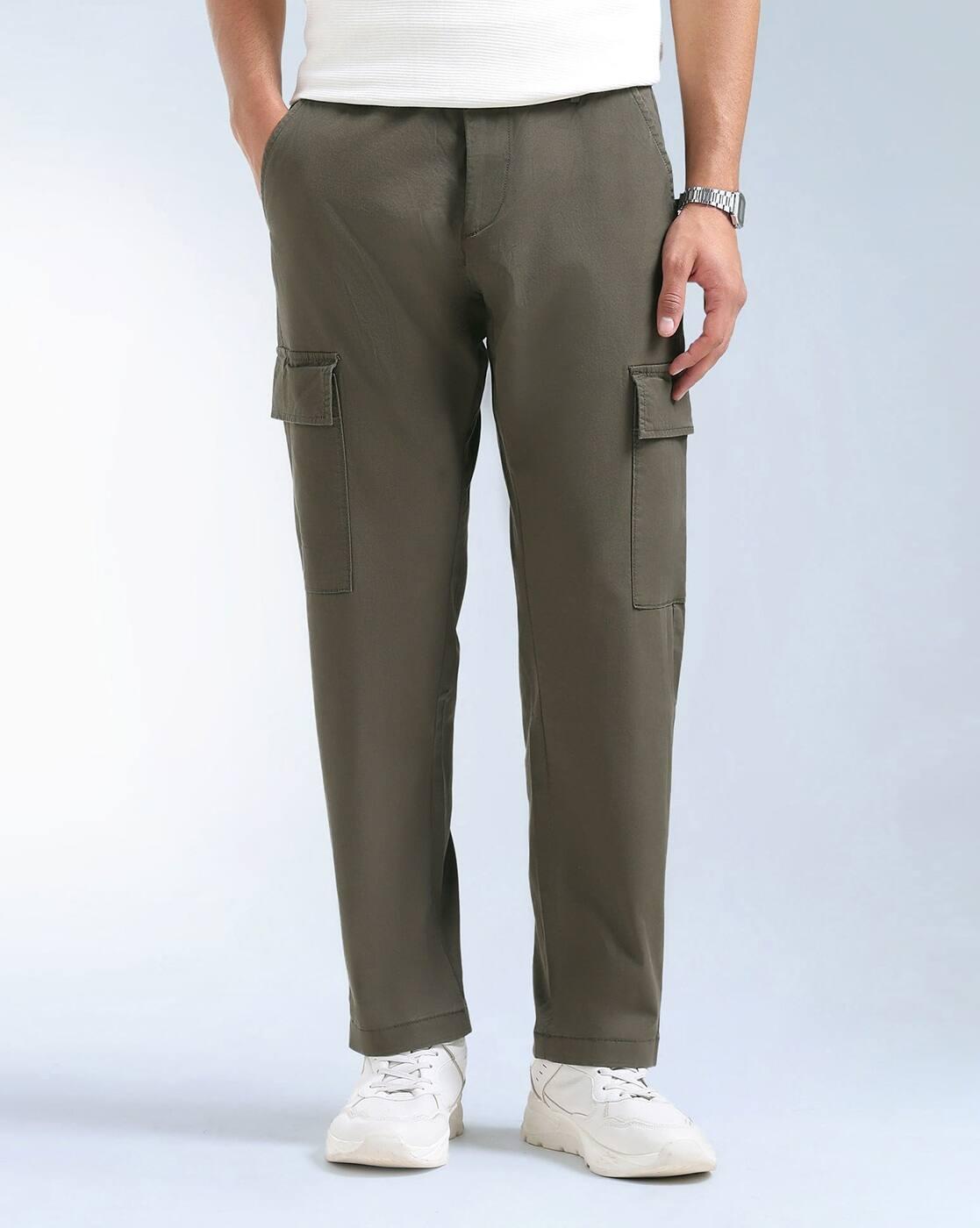 Men Relaxed Tapered Fit Twill Cargos