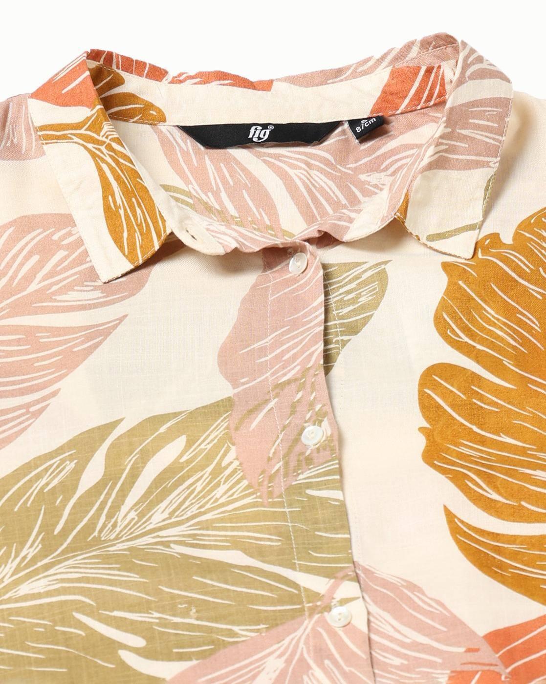 Women Leaf Print Regular Fit Shirt