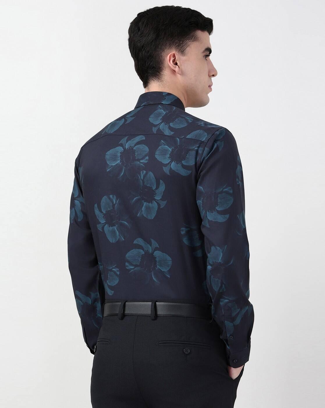 Men Micro Print Slim Fit Shirt