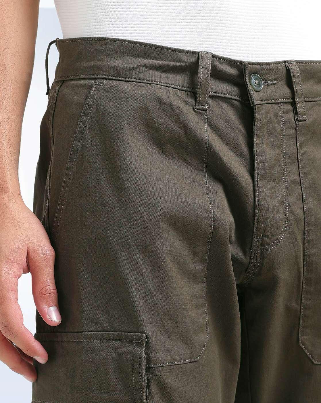 Men Relaxed Tapered Fit Twill Cargos