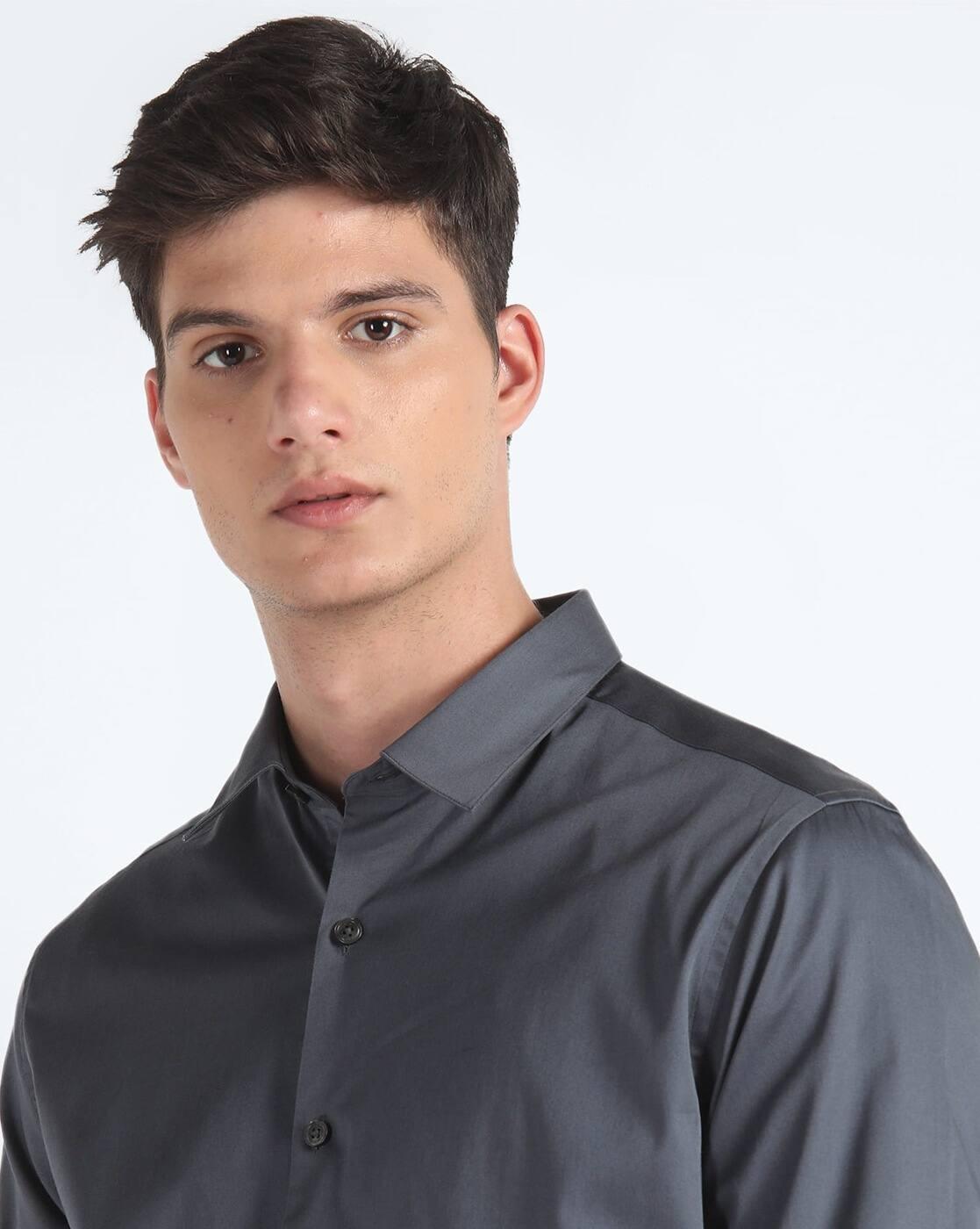 Men Solid Sateen Shirt