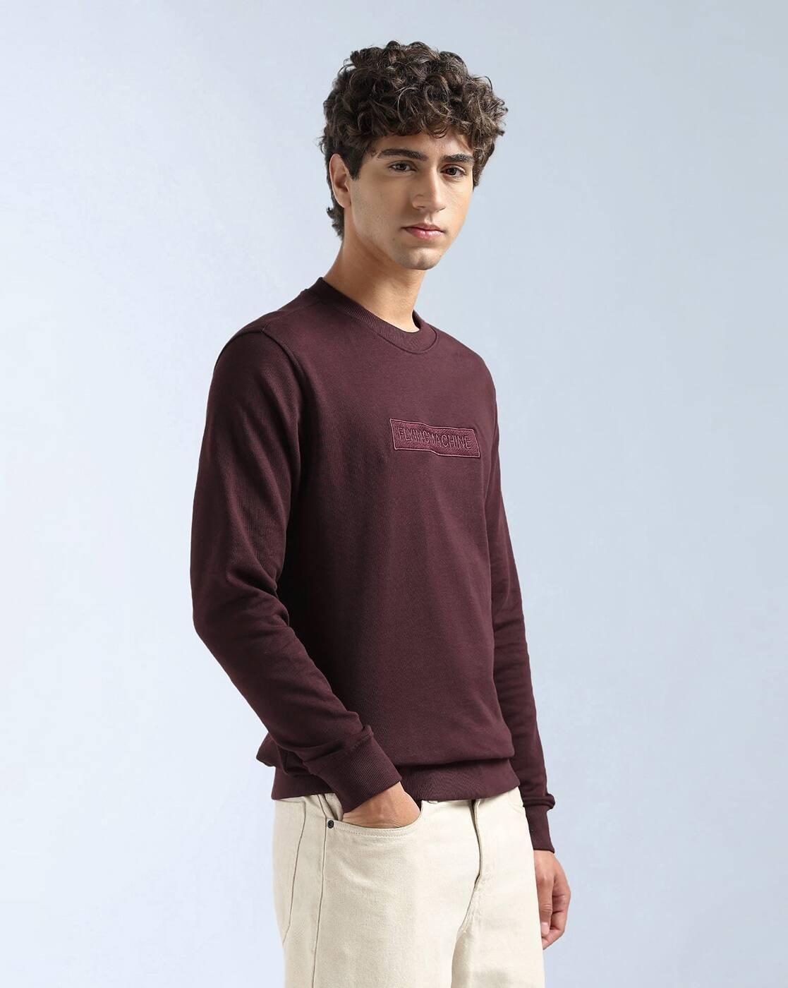 Wine Men Brand Embroidered Regular Fit Sweatshirt