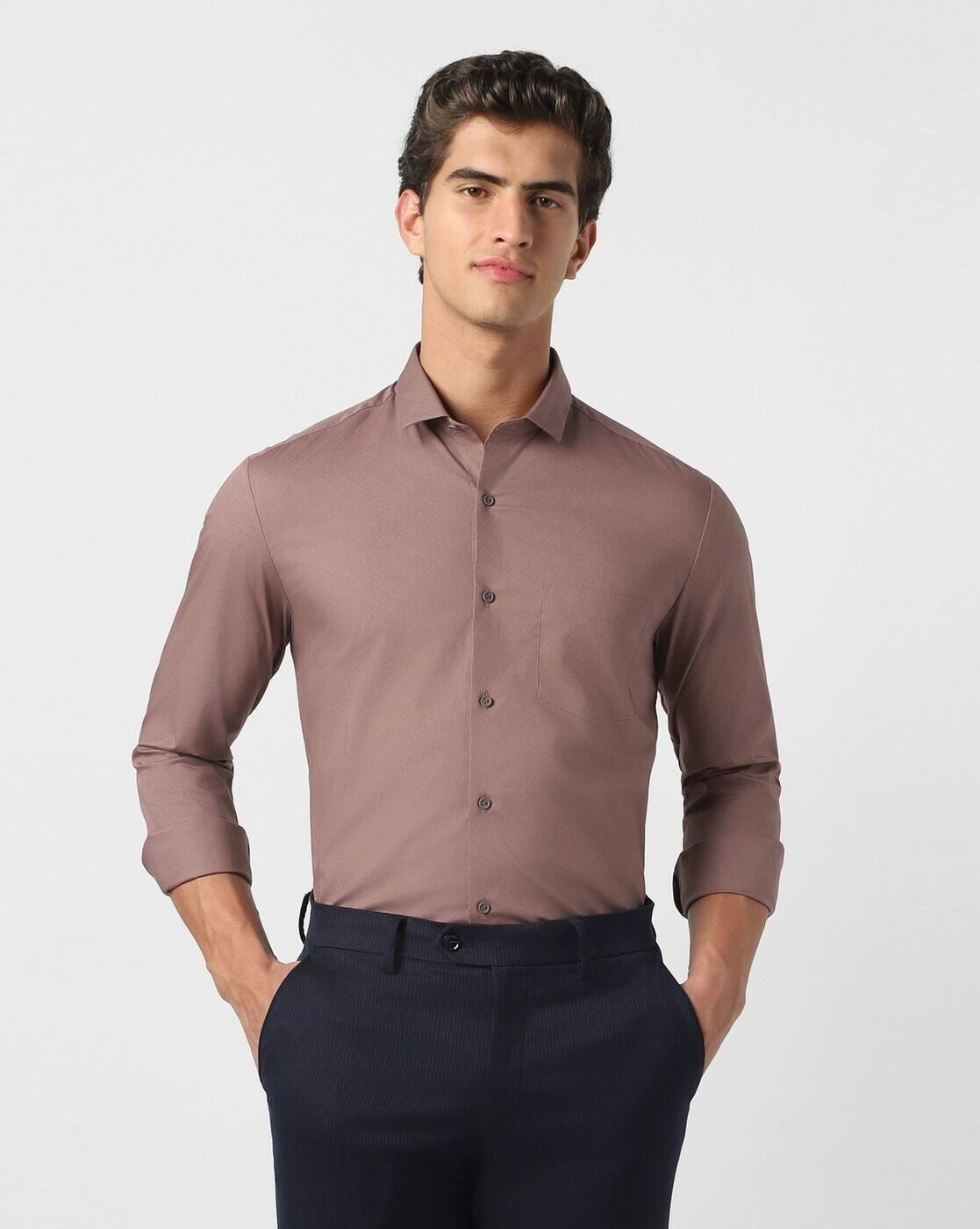 Men Patterned Slim Fit Shirt with Patch Pocket
