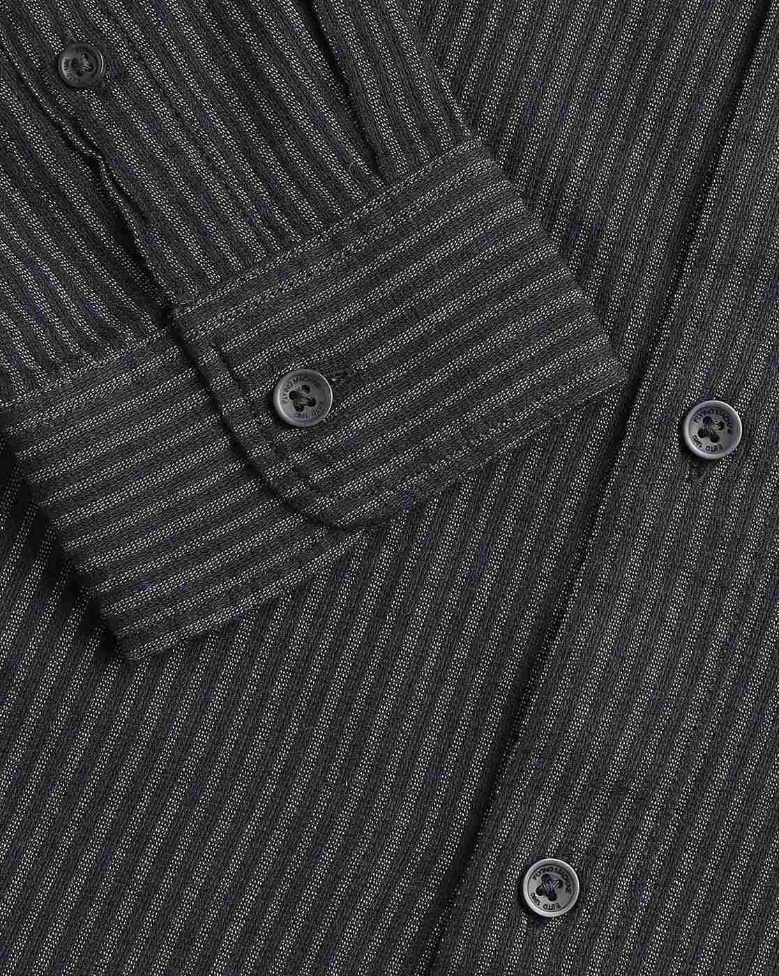 Self Design Vertical Striped Slim Fit Shirt