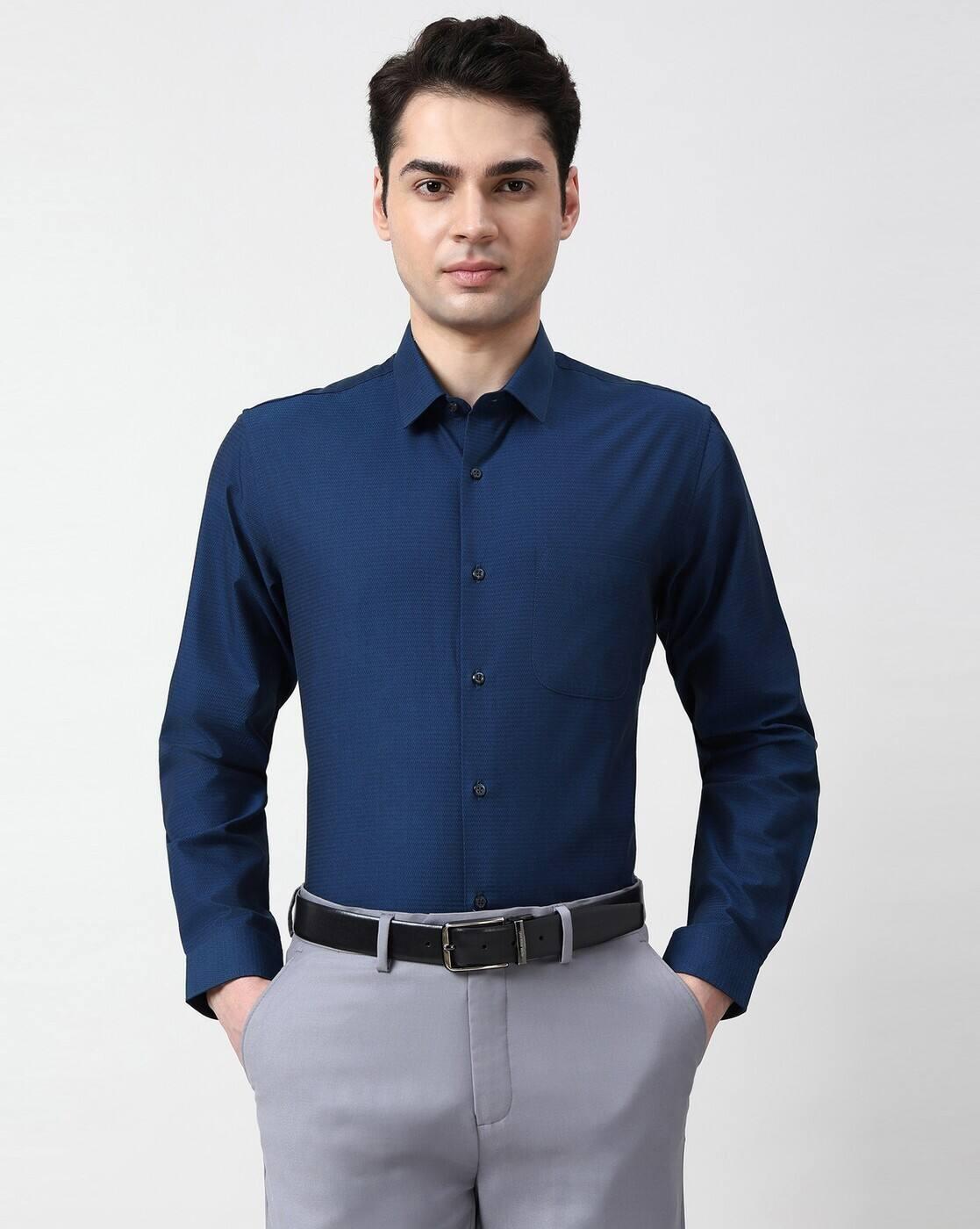 Men Micro Print Slim Fit Shirt