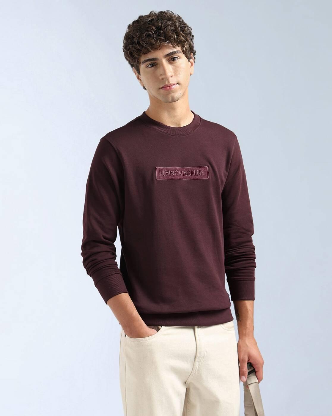 Wine Men Brand Embroidered Regular Fit Sweatshirt