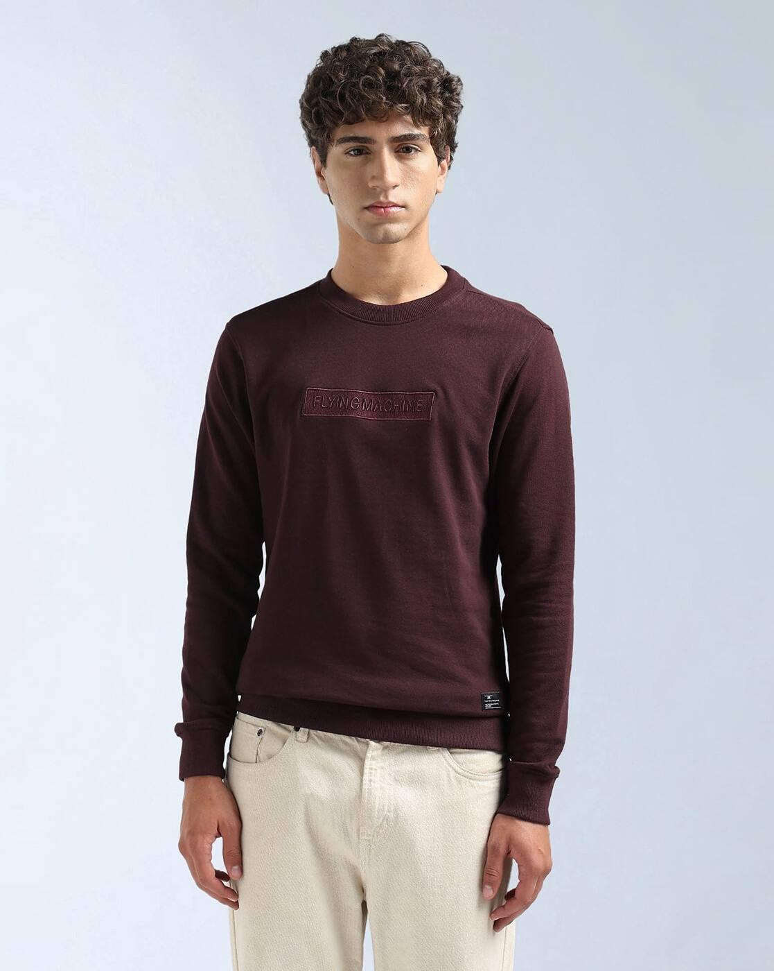 Wine Men Brand Embroidered Regular Fit Sweatshirt