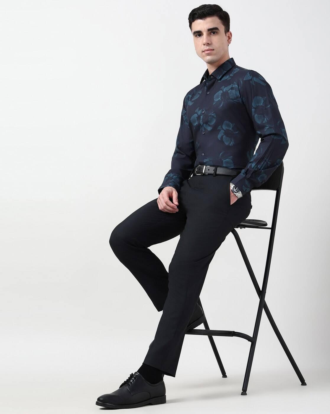 Men Micro Print Slim Fit Shirt