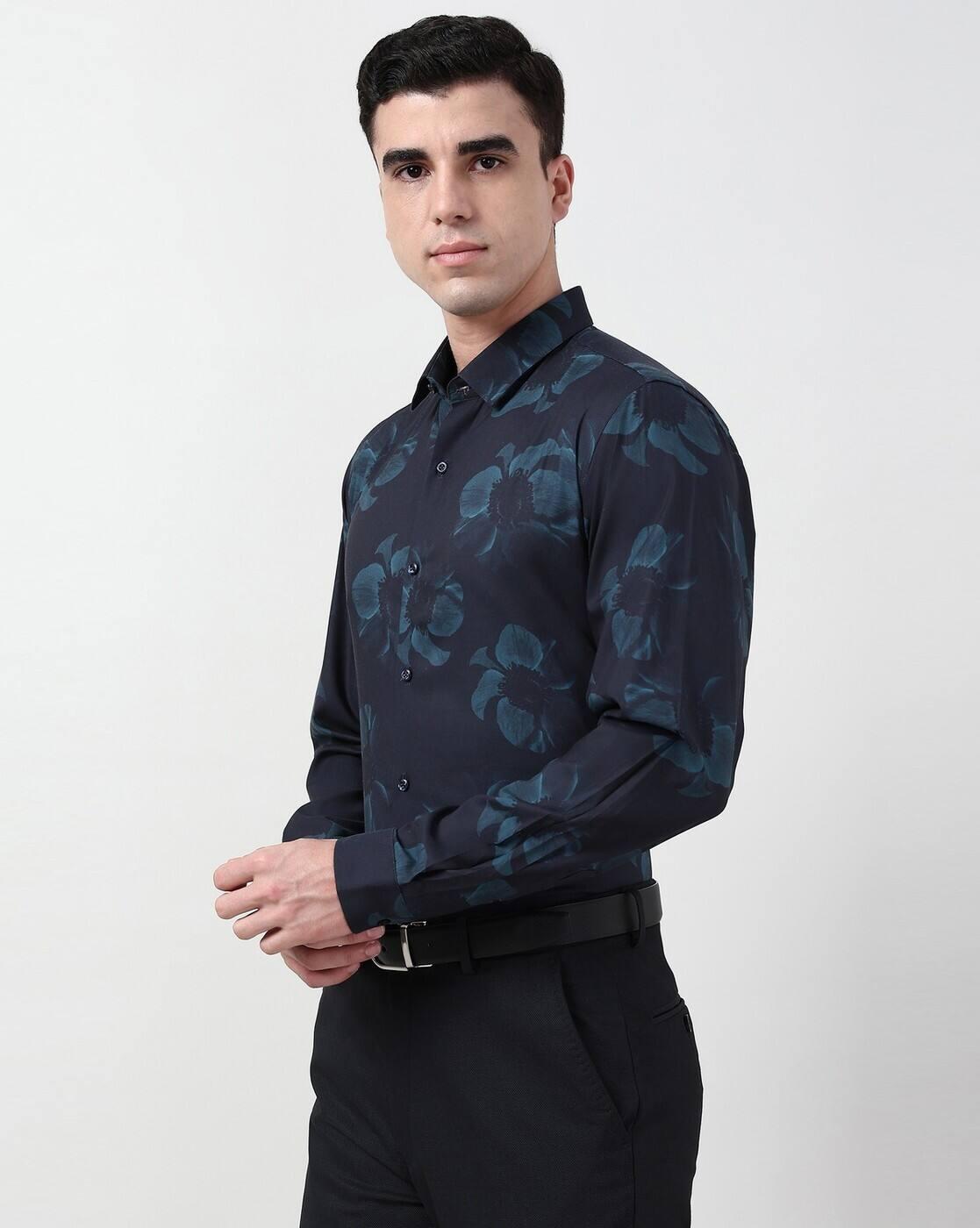 Men Micro Print Slim Fit Shirt