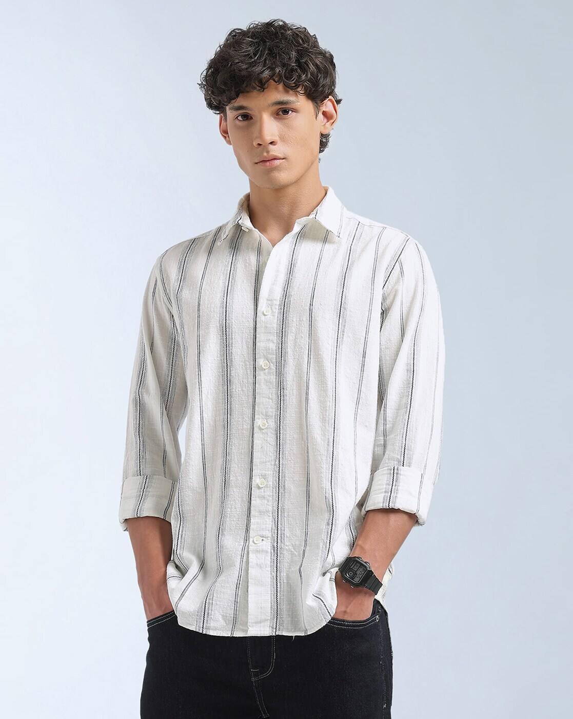Men Vertical Striped Slim Fit Shirt