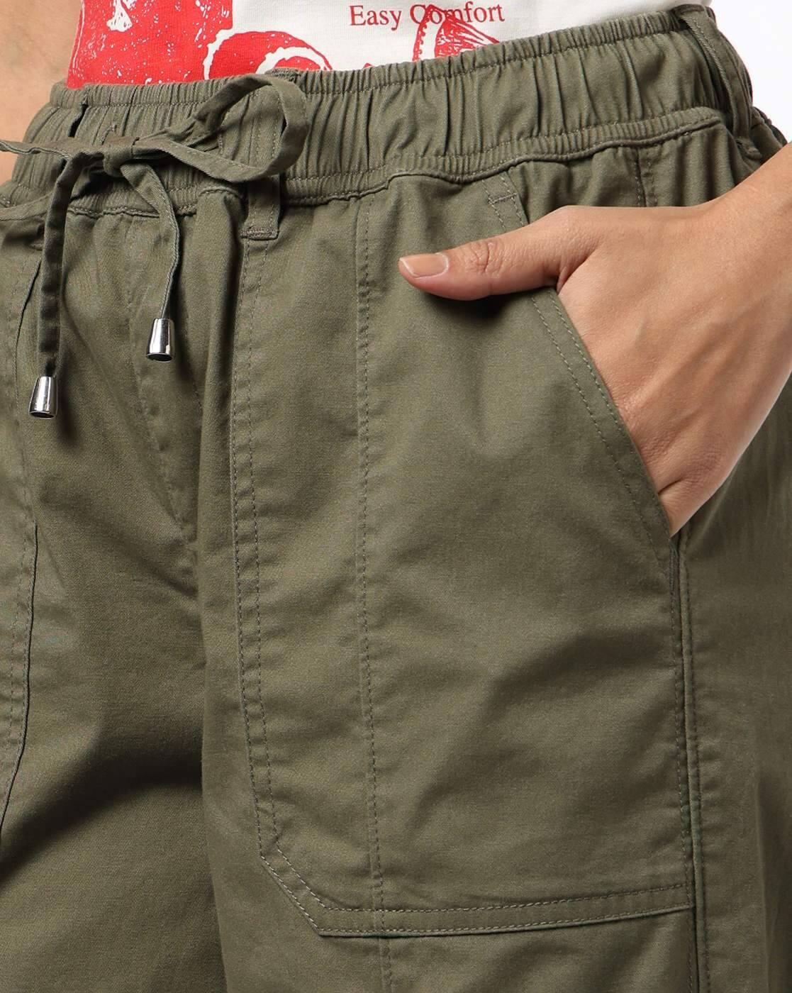Trouser with front cut and se, OLIVE, 26