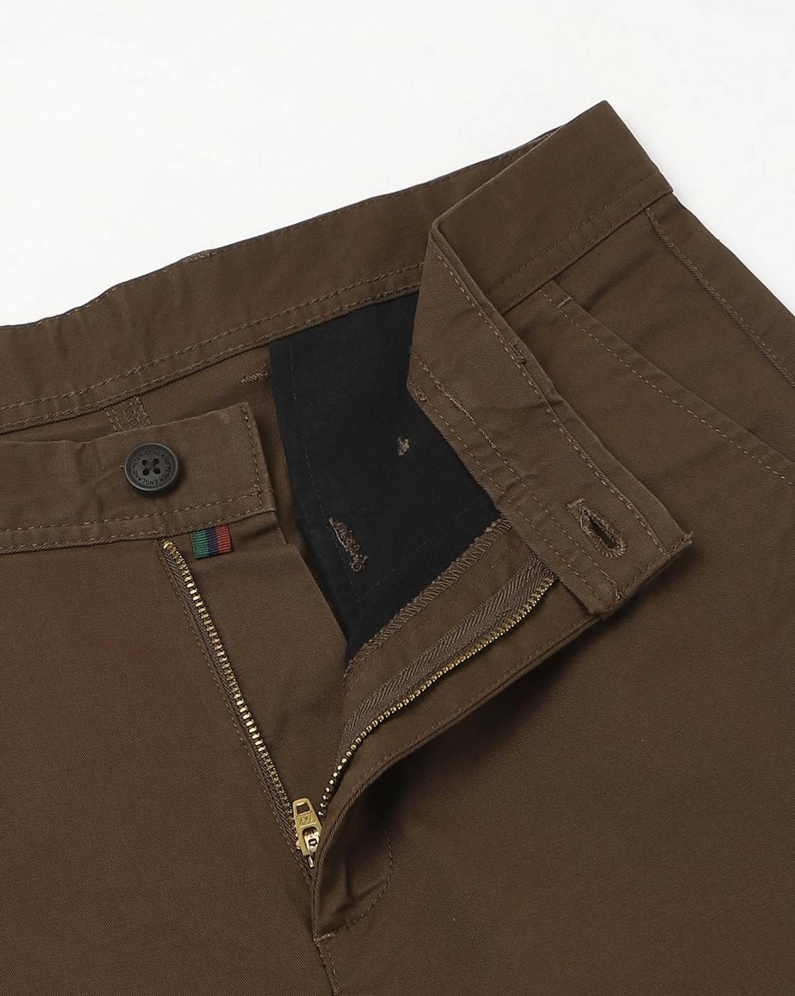 Men Slim Fit Flat-Front Trousers