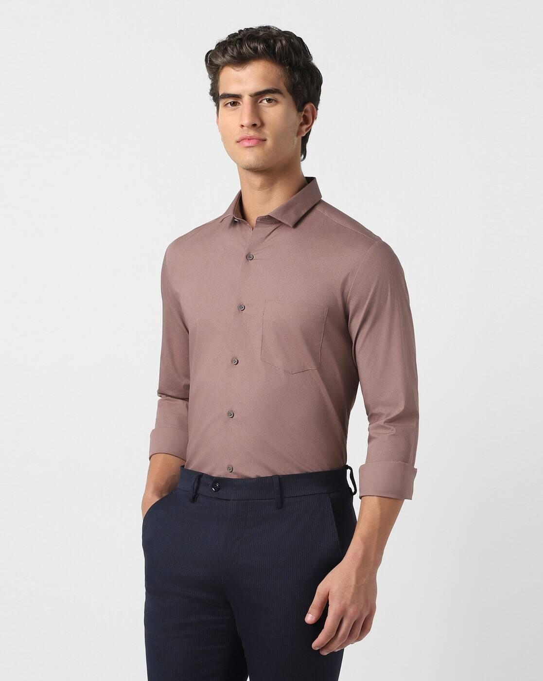 Men Patterned Slim Fit Shirt with Patch Pocket