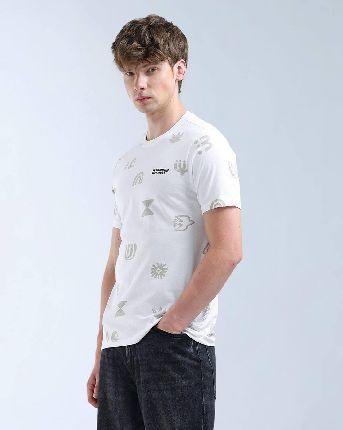 Men Printed Regular Fit Crew-Neck T-Shirt