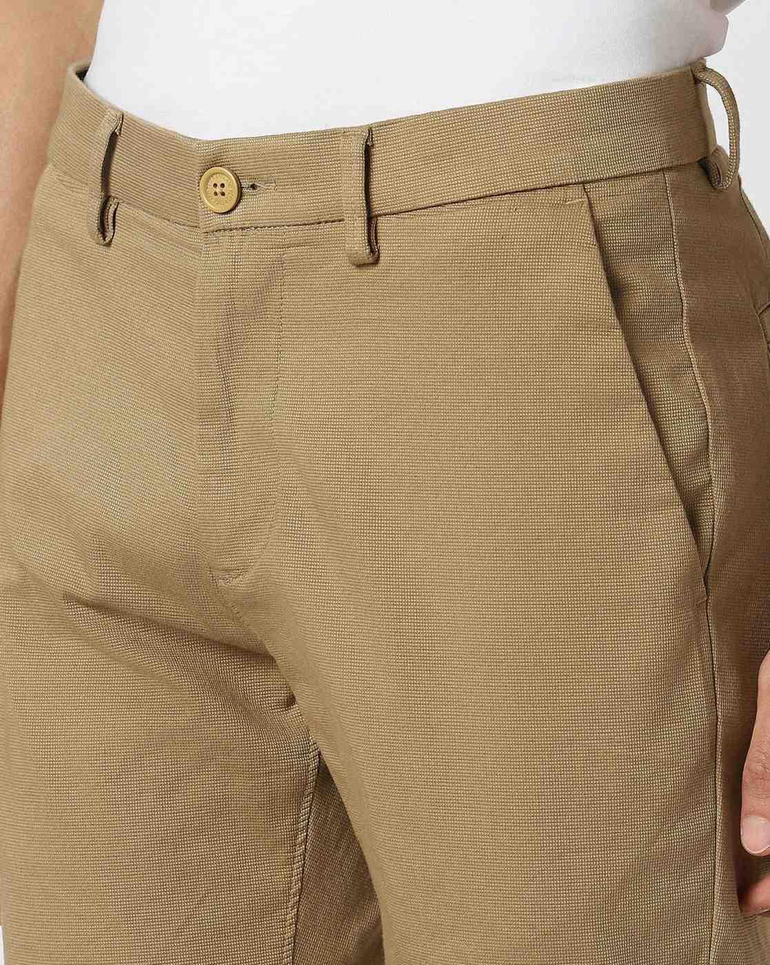 Men Slim Fit Flat-Front Trousers
