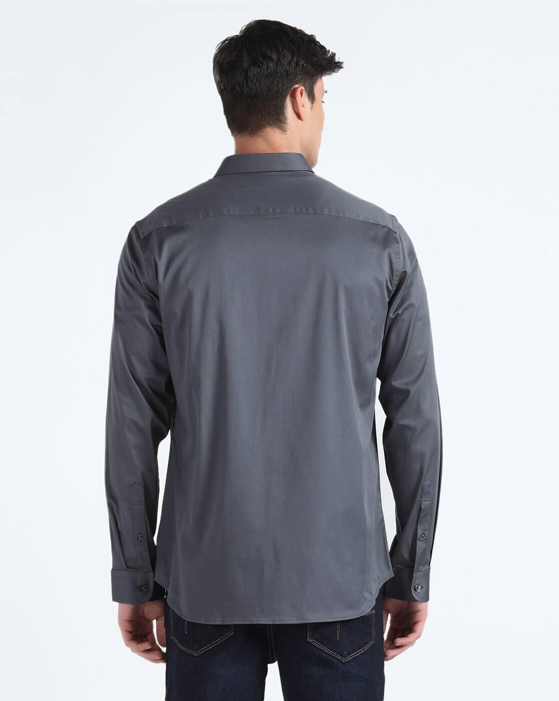 Men Solid Sateen Shirt