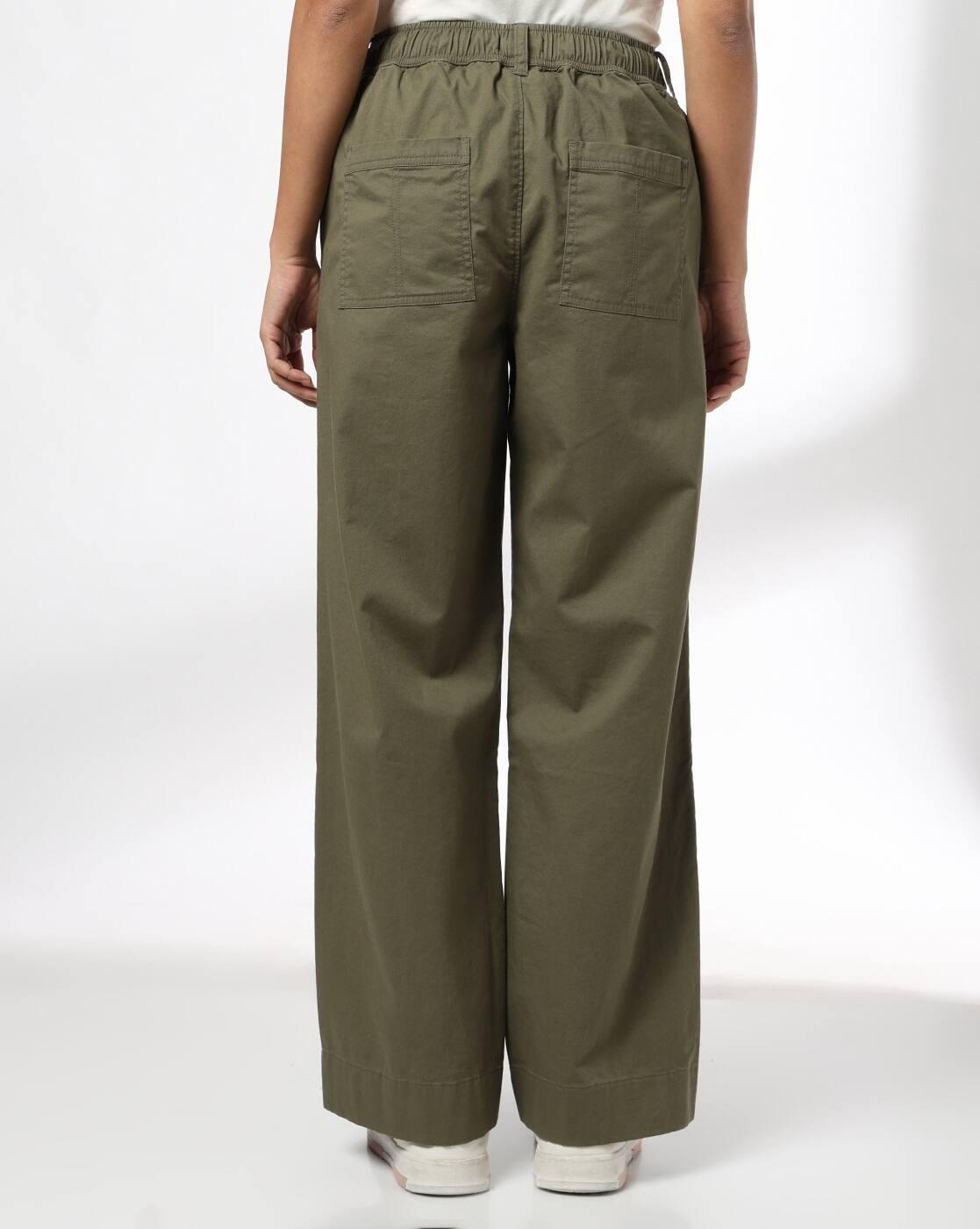Trouser with front cut and se, OLIVE, 26