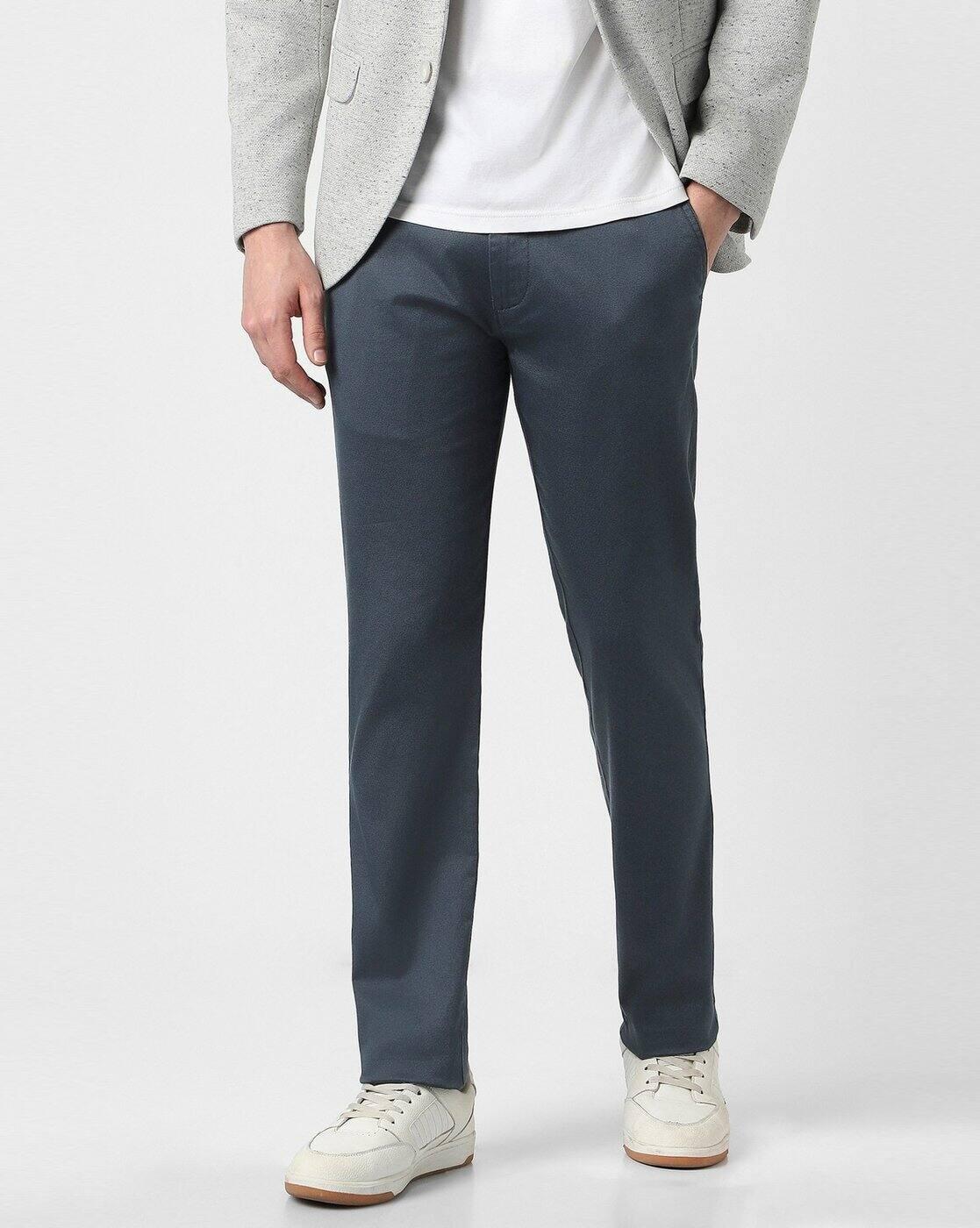 Men Slim Fit Flat-Front Trousers