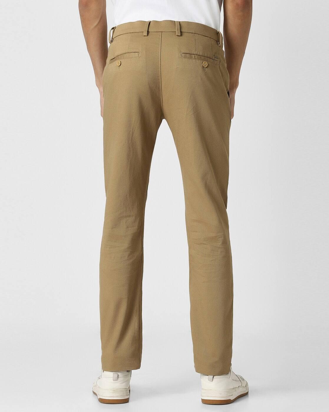 Men Slim Fit Flat-Front Trousers
