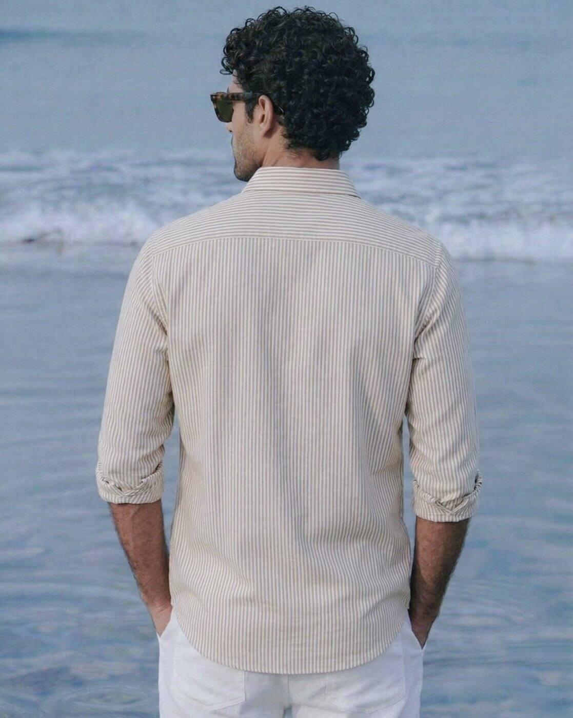Men Striped Regular Fit Spread-Collar Shirt