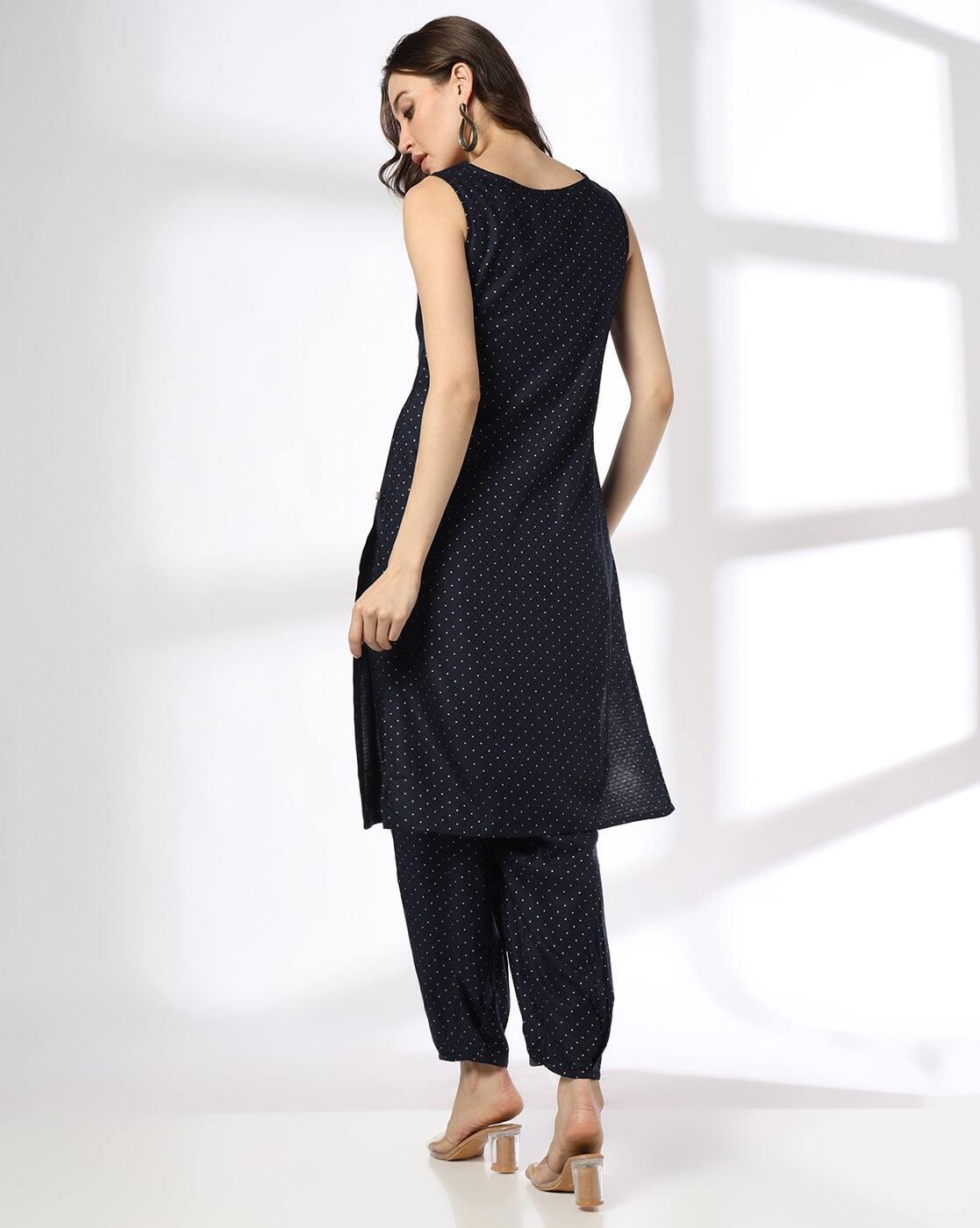 POLKA AOP SHOULDER YOKE EMB S, NAVY, XXL